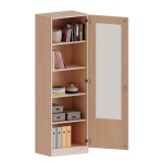 Schrank mit veglasten Türen, 5 OH, 1 Tür mit Glaseinsatz, abschließbar, links, B/H/T 60x190x40cm 